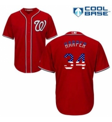 Men's Majestic Washington Nationals #34 Bryce Harper Replica Red USA Flag Fashion MLB Jersey