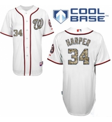 Men's Majestic Washington Nationals #34 Bryce Harper Replica White USMC Cool Base MLB Jersey