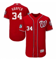 Men's Majestic Washington Nationals #34 Bryce Harper Scarlet 2017 Spring Training Authentic Collection Flex Base MLB Jersey