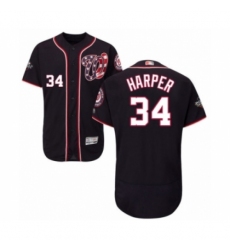 Men's Washington Nationals #34 Bryce Harper Navy Blue Alternate Flex Base Authentic Collection 2019 World Series Bound Baseball Jersey