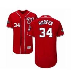 Men's Washington Nationals #34 Bryce Harper Red Alternate Flex Base Authentic Collection 2019 World Series Bound Baseball Jersey