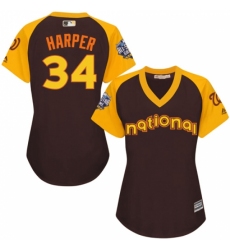 Women's Majestic Washington Nationals #34 Bryce Harper Authentic Brown 2016 All-Star National League BP Cool Base MLB Jersey