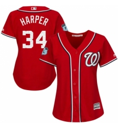 Women's Majestic Washington Nationals #34 Bryce Harper Authentic Scarlet 2017 Spring Training Cool Base MLB Jersey