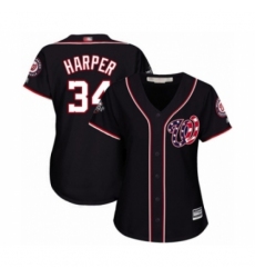 Women's Washington Nationals #34 Bryce Harper Authentic Navy Blue Alternate 2 Cool Base 2019 World Series Bound Baseball Jersey