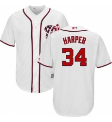 Youth Majestic Washington Nationals #34 Bryce Harper Authentic White Home Cool Base MLB Jersey