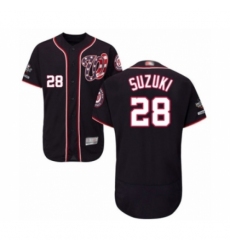 Men's Washington Nationals #28 Kurt Suzuki Navy Blue Alternate Flex Base Authentic Collection 2019 World Series Champions Baseball Jersey Men's Washington Nationals #28 Kurt Suzuki Navy Blue Alternate Flex Base Authentic Collection 2019 World Series Champions Baseball Jersey