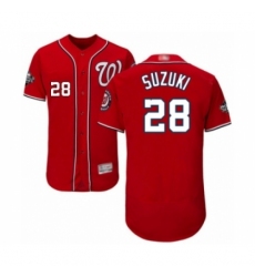 Men's Washington Nationals #28 Kurt Suzuki Red Alternate Flex Base Authentic Collection 2019 World Series Bound Baseball Jersey
