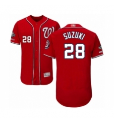 Men's Washington Nationals #28 Kurt Suzuki Red Alternate Flex Base Authentic Collection 2019 World Series Champions Baseball Jersey Men's Washington Nationals #28 Kurt Suzuki Red Alternate Flex Base Authentic Collection 2019 World Series Champions Baseball Jersey