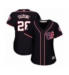Women's Washington Nationals #28 Kurt Suzuki Authentic Navy Blue Alternate 2 Cool Base 2019 World Series Bound Baseball Jersey Women's Washington Nationals #28 Kurt Suzuki Authentic Navy Blue Alternate 2 Cool Base 2019 World Series Bound Baseball Jersey