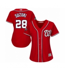 Women's Washington Nationals #28 Kurt Suzuki Authentic Red Alternate 1 Cool Base 2019 World Series Bound Baseball Jersey
