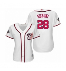 Women's Washington Nationals #28 Kurt Suzuki Authentic White Home Cool Base 2019 World Series Bound Baseball Jersey