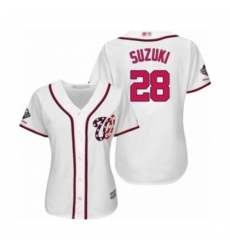 Women's Washington Nationals #28 Kurt Suzuki Authentic White Home Cool Base 2019 World Series Champions Baseball Jersey