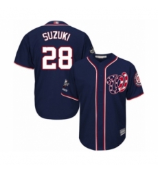 Youth Washington Nationals #28 Kurt Suzuki Authentic Navy Blue Alternate 2 Cool Base 2019 World Series Champions Baseball Jersey
