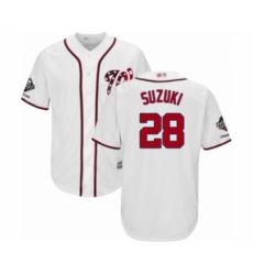 Youth Washington Nationals #28 Kurt Suzuki Authentic White Home Cool Base 2019 World Series Champions Baseball Jersey