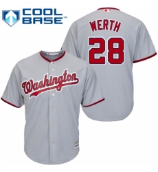 Men's Majestic Washington Nationals #28 Jayson Werth Replica Grey Road Cool Base MLB Jersey