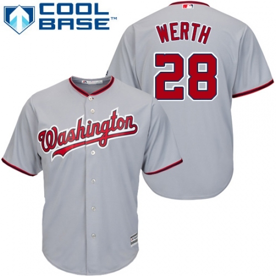 Men's Majestic Washington Nationals #28 Jayson Werth Replica Grey Road Cool Base MLB Jersey Men's Majestic Washington Nationals #28 Jayson Werth Replica Grey Road Cool Base MLB Jersey