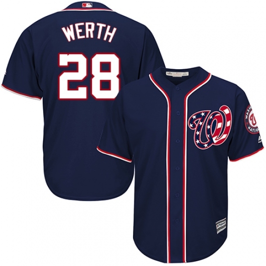 Men's Majestic Washington Nationals #28 Jayson Werth Replica Navy Blue Alternate 2 Cool Base MLB Jersey Men's Majestic Washington Nationals #28 Jayson Werth Replica Navy Blue Alternate 2 Cool Base MLB Jersey