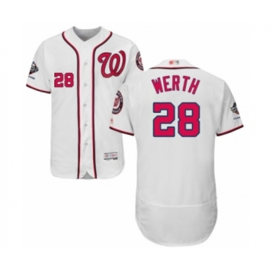 Men's Washington Nationals #28 Jayson Werth White Home Flex Base Authentic Collection 2019 World Series Champions Baseball Jersey Men's Washington Nationals #28 Jayson Werth White Home Flex Base Authentic Collection 2019 World Series Champions Baseball Jersey