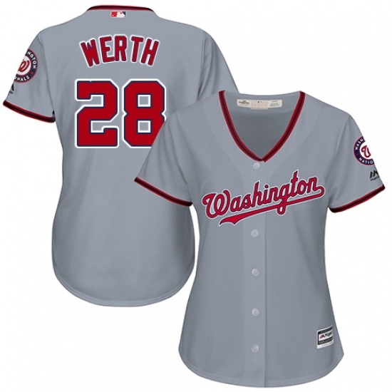 Women's Majestic Washington Nationals #28 Jayson Werth Replica Grey Road Cool Base MLB Jersey Women's Majestic Washington Nationals #28 Jayson Werth Replica Grey Road Cool Base MLB Jersey