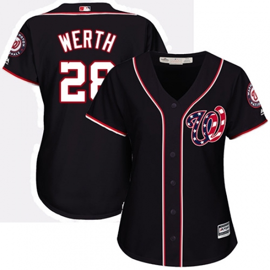Women's Majestic Washington Nationals #28 Jayson Werth Replica Navy Blue Alternate 2 Cool Base MLB Jersey Women's Majestic Washington Nationals #28 Jayson Werth Replica Navy Blue Alternate 2 Cool Base MLB Jersey