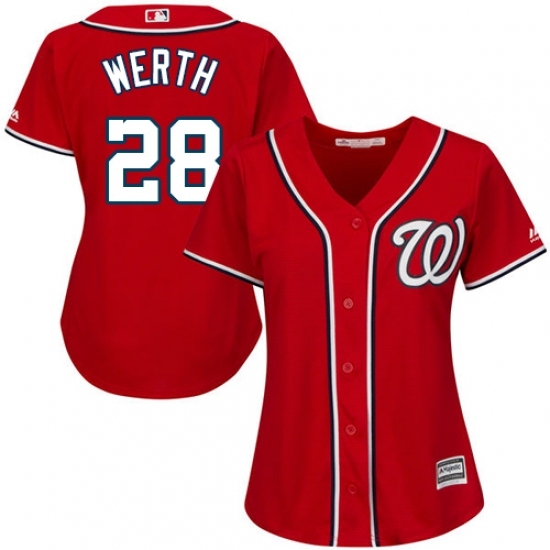Women's Majestic Washington Nationals #28 Jayson Werth Replica Red Alternate 1 Cool Base MLB Jersey Women's Majestic Washington Nationals #28 Jayson Werth Replica Red Alternate 1 Cool Base MLB Jersey