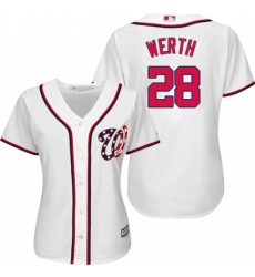 Women's Majestic Washington Nationals #28 Jayson Werth Replica White MLB Jersey