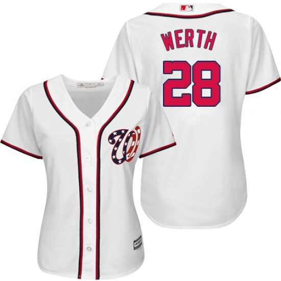 Women's Majestic Washington Nationals #28 Jayson Werth Replica White MLB Jersey Women's Majestic Washington Nationals #28 Jayson Werth Replica White MLB Jersey