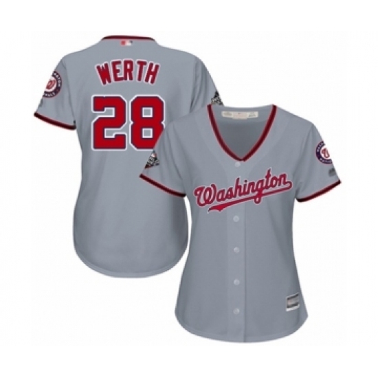 Women's Washington Nationals #28 Jayson Werth Authentic Grey Road Cool Base 2019 World Series Bound Baseball Jersey Women's Washington Nationals #28 Jayson Werth Authentic Grey Road Cool Base 2019 World Series Bound Baseball Jersey
