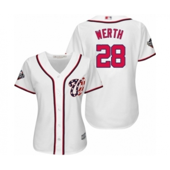 Women's Washington Nationals #28 Jayson Werth Authentic White Home Cool Base 2019 World Series Bound Baseball Jersey Women's Washington Nationals #28 Jayson Werth Authentic White Home Cool Base 2019 World Series Bound Baseball Jersey
