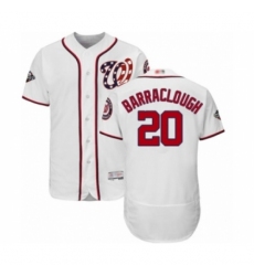 Men's Washington Nationals #20 Kyle Barraclough White Home Flex Base Authentic Collection 2019 World Series Bound Baseball Jersey Men's Washington Nationals #20 Kyle Barraclough White Home Flex Base Authentic Collection 2019 World Series Bound Baseball Jersey