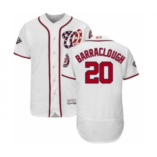 Men's Washington Nationals #20 Kyle Barraclough White Home Flex Base Authentic Collection 2019 World Series Bound Baseball Jersey Men's Washington Nationals #20 Kyle Barraclough White Home Flex Base Authentic Collection 2019 World Series Bound Baseball Jersey