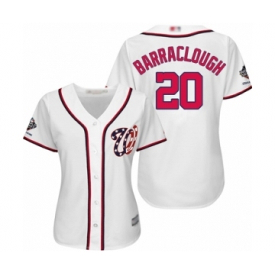 Women's Washington Nationals #20 Kyle Barraclough Authentic White Home Cool Base 2019 World Series Champions Baseball Jersey Women's Washington Nationals #20 Kyle Barraclough Authentic White Home Cool Base 2019 World Series Champions Baseball Jersey