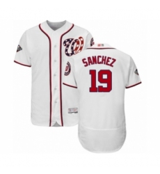 Men's Washington Nationals #19 Anibal Sanchez White Home Flex Base Authentic Collection 2019 World Series Bound Baseball Jersey Men's Washington Nationals #19 Anibal Sanchez White Home Flex Base Authentic Collection 2019 World Series Bound Baseball Jersey
