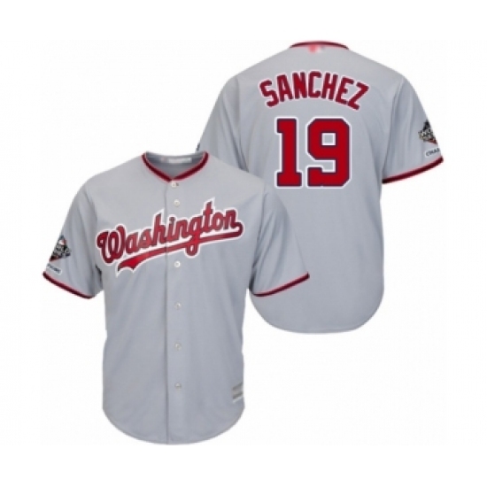 Youth Washington Nationals #19 Anibal Sanchez Authentic Grey Road Cool Base 2019 World Series Champions Baseball Jersey Youth Washington Nationals #19 Anibal Sanchez Authentic Grey Road Cool Base 2019 World Series Champions Baseball Jersey
