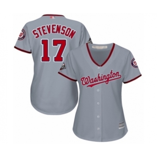 Women's Washington Nationals #17 Andrew Stevenson Authentic Grey Road Cool Base 2019 World Series Bound Baseball Jersey Women's Washington Nationals #17 Andrew Stevenson Authentic Grey Road Cool Base 2019 World Series Bound Baseball Jersey