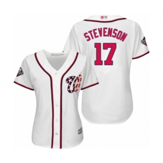 Women's Washington Nationals #17 Andrew Stevenson Authentic White Home Cool Base 2019 World Series Bound Baseball Jersey Women's Washington Nationals #17 Andrew Stevenson Authentic White Home Cool Base 2019 World Series Bound Baseball Jersey
