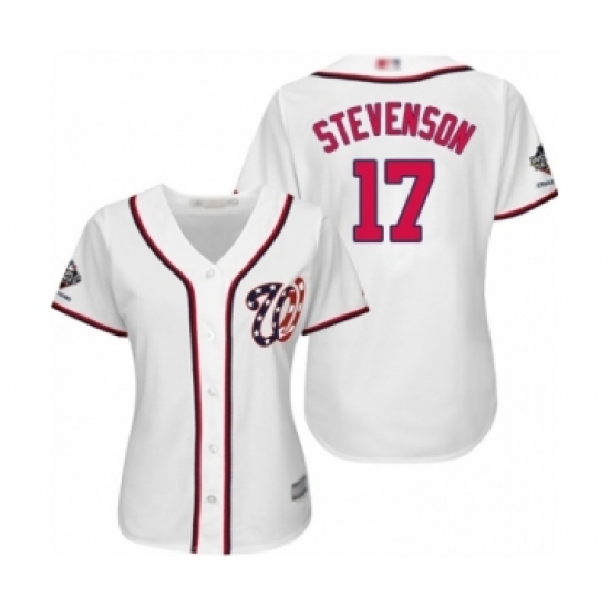 Women's Washington Nationals #17 Andrew Stevenson Authentic White Home Cool Base 2019 World Series Champions Baseball Jersey Women's Washington Nationals #17 Andrew Stevenson Authentic White Home Cool Base 2019 World Series Champions Baseball Jersey