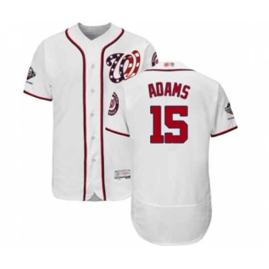 Men's Washington Nationals #15 Matt Adams White Home Flex Base Authentic Collection 2019 World Series Champions Baseball Jersey Men's Washington Nationals #15 Matt Adams White Home Flex Base Authentic Collection 2019 World Series Champions Baseball Jersey