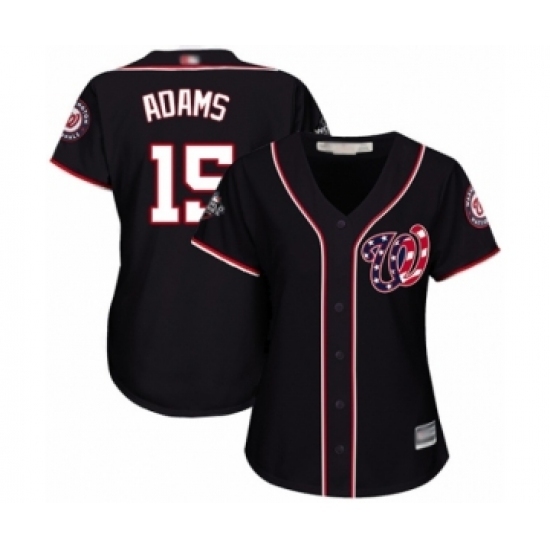 Women's Washington Nationals #15 Matt Adams Authentic Navy Blue Alternate 2 Cool Base 2019 World Series Bound Baseball Jersey Women's Washington Nationals #15 Matt Adams Authentic Navy Blue Alternate 2 Cool Base 2019 World Series Bound Baseball Jersey