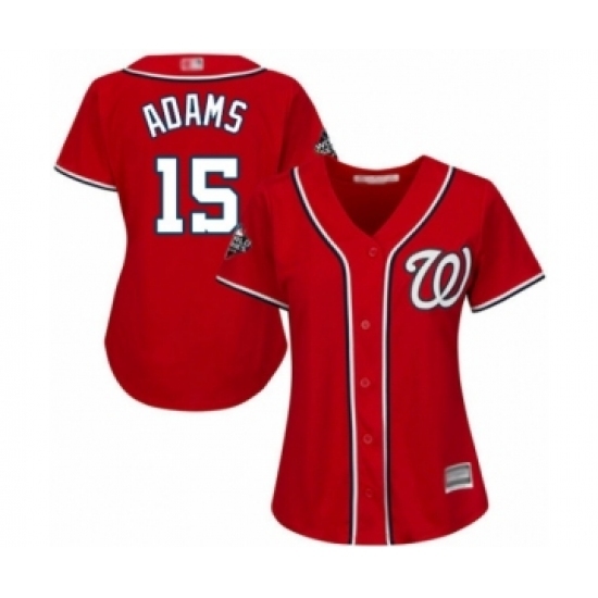 Women's Washington Nationals #15 Matt Adams Authentic Red Alternate 1 Cool Base 2019 World Series Bound Baseball Jersey Women's Washington Nationals #15 Matt Adams Authentic Red Alternate 1 Cool Base 2019 World Series Bound Baseball Jersey