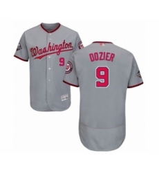 Men's Washington Nationals #9 Brian Dozier Grey Road Flex Base Authentic Collection 2019 World Series Bound Baseball Jersey