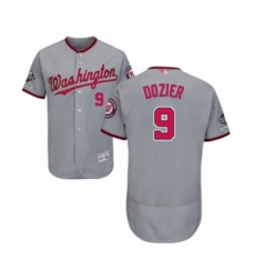 Men's Washington Nationals #9 Brian Dozier Grey Road Flex Base Authentic Collection 2019 World Series Champions Baseball Jersey
