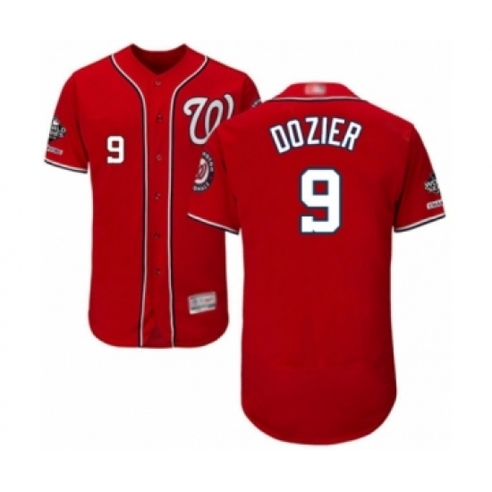 Men's Washington Nationals #9 Brian Dozier Red Alternate Flex Base Authentic Collection 2019 World Series Champions Baseball Jersey Men's Washington Nationals #9 Brian Dozier Red Alternate Flex Base Authentic Collection 2019 World Series Champions Baseball Jersey