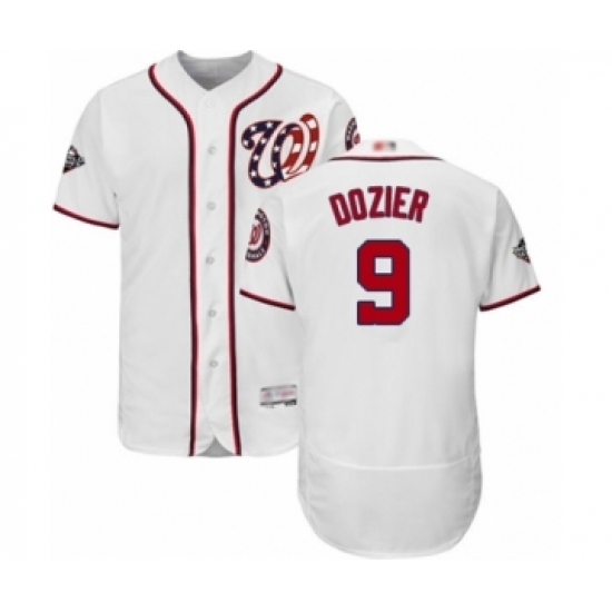 Men's Washington Nationals #9 Brian Dozier White Home Flex Base Authentic Collection 2019 World Series Bound Baseball Jersey Men's Washington Nationals #9 Brian Dozier White Home Flex Base Authentic Collection 2019 World Series Bound Baseball Jersey