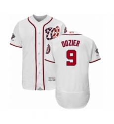Men's Washington Nationals #9 Brian Dozier White Home Flex Base Authentic Collection 2019 World Series Champions Baseball Jersey