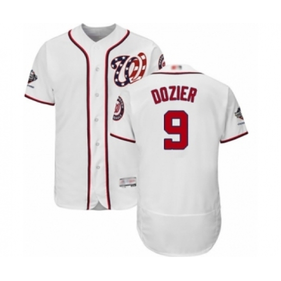 Men's Washington Nationals #9 Brian Dozier White Home Flex Base Authentic Collection 2019 World Series Champions Baseball Jersey Men's Washington Nationals #9 Brian Dozier White Home Flex Base Authentic Collection 2019 World Series Champions Baseball Jersey