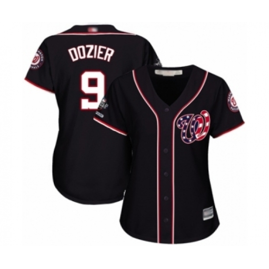 Women's Washington Nationals #9 Brian Dozier Authentic Navy Blue Alternate 2 Cool Base 2019 World Series Champions Baseball Jersey Women's Washington Nationals #9 Brian Dozier Authentic Navy Blue Alternate 2 Cool Base 2019 World Series Champions Baseball Jersey