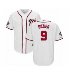 Youth Washington Nationals #9 Brian Dozier Authentic White Home Cool Base 2019 World Series Champions Baseball Jersey