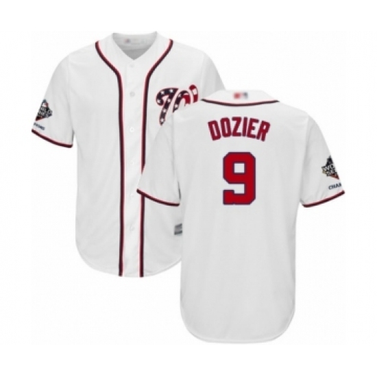 Youth Washington Nationals #9 Brian Dozier Authentic White Home Cool Base 2019 World Series Champions Baseball Jersey Youth Washington Nationals #9 Brian Dozier Authentic White Home Cool Base 2019 World Series Champions Baseball Jersey