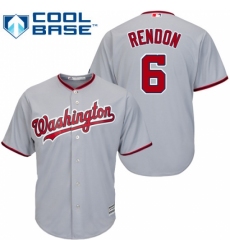 Men's Majestic Washington Nationals #6 Anthony Rendon Replica Grey Road Cool Base MLB Jersey